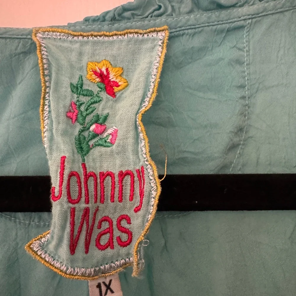 Johnny Was Teal Long Sleeve Dress - 3 Piece (slip, dress, over top) - Picture 4 of 4